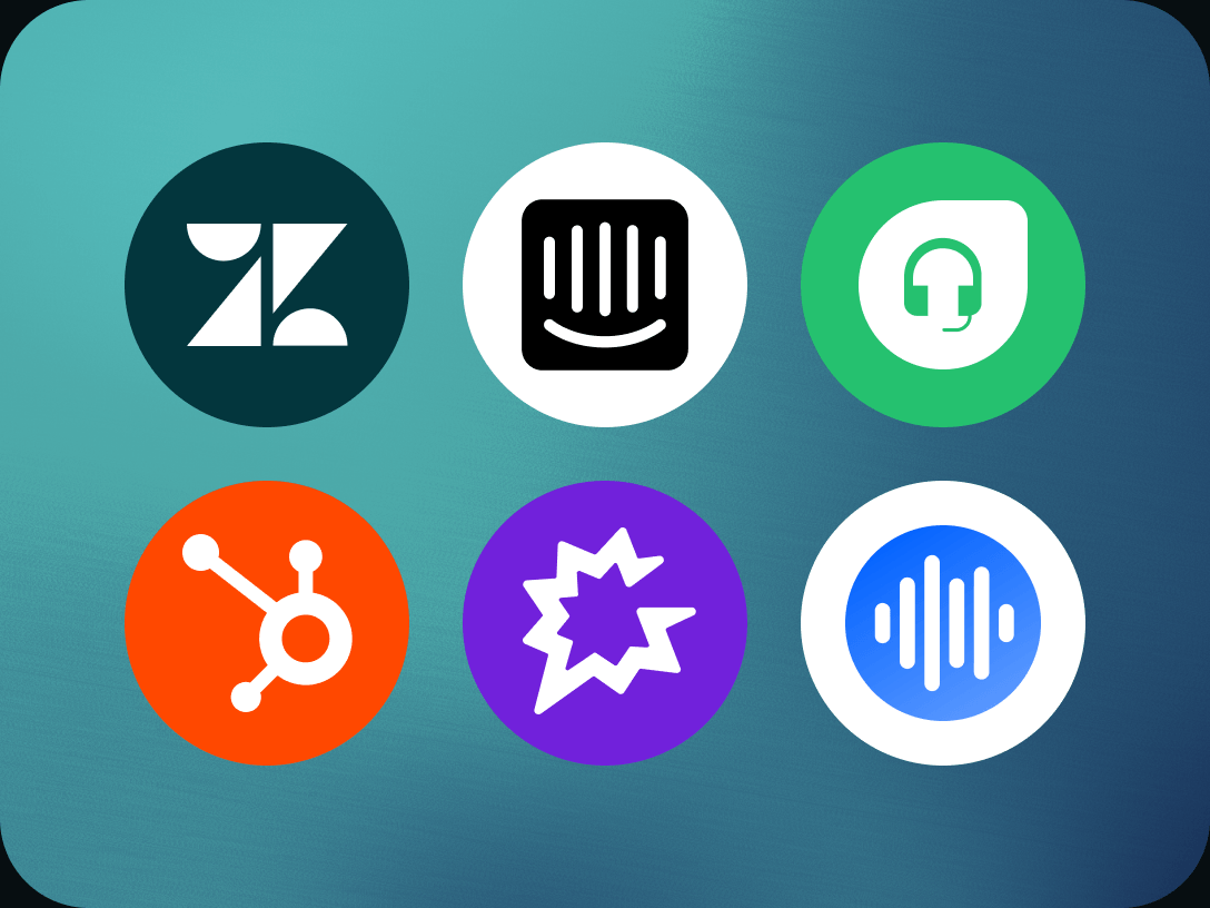 Helpdesk and conversation logos including Zendesk, Intercom, and Gong